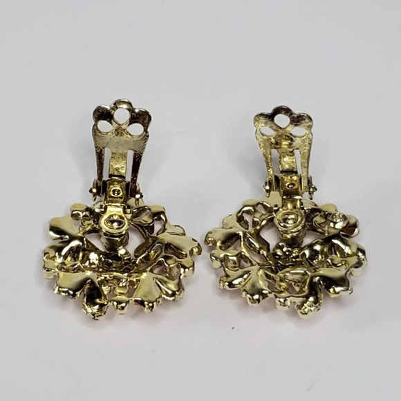 Vintage Coro Orange Peach Enamel Floral Clip-On Earrings Huggies - Picture 5 of 11